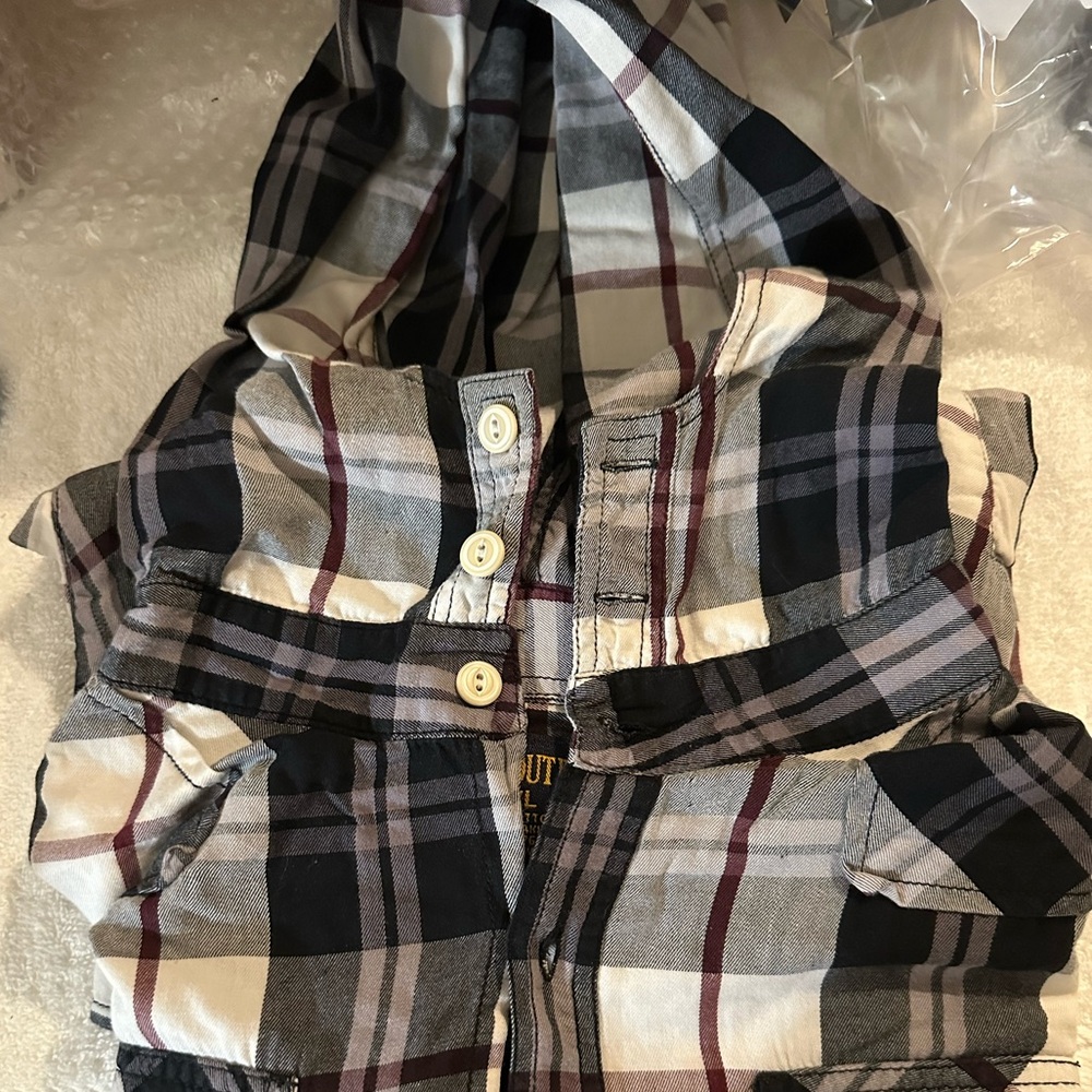 Plaid Hooded Button Down Long Sleeve Shirt for Women
D-104